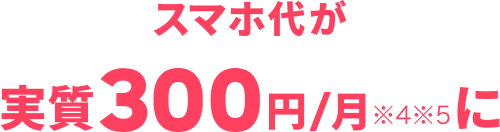 スマホ代が実質300円/月※4※5に