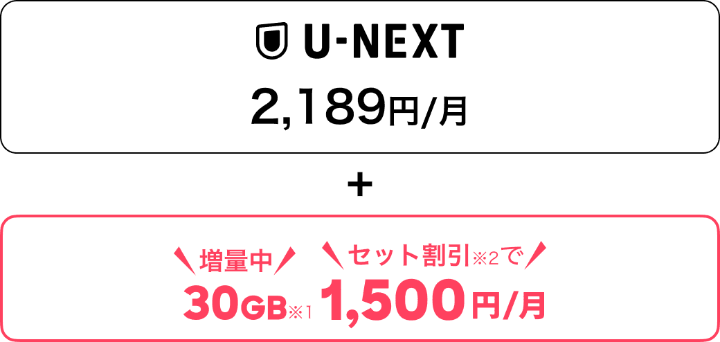 U-NEXT 2,189円/月+増量中30GB セット割引で1,500円/月