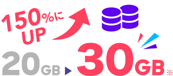 20GBから30GBに150%増量