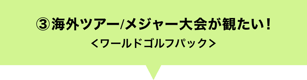 ③海外ツアー/メジャー大会が観たい!＜ワールドゴルフパック＞